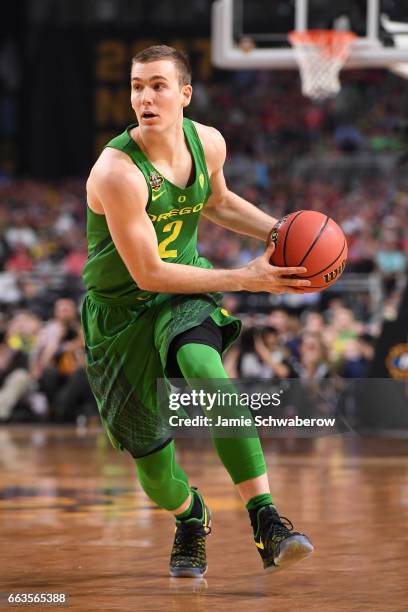 Casey Benson of the Oregon Ducks dribbles up the court during the 2017 NCAA Photos via Getty Images Men's Final Four Semifinal against the North...