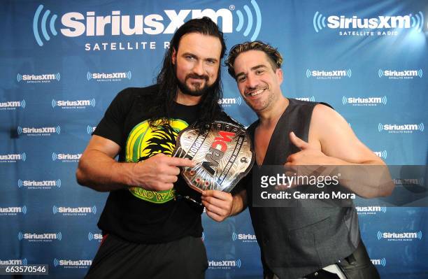 Wrestler Drew Galloway and Larry Dallas pose during SiriusXM's Busted Open Live From WrestleMania 33 on April 1, 2017 in Orlando City.