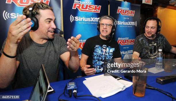 Larry Dallas, Dave LaGreca and Doug Mortman speak during the SiriusXM's Busted Open Live From WrestleMania 33on April 1, 2017 in Orlando City.