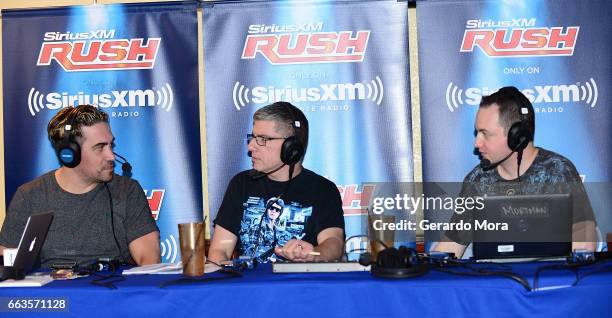 Larry Dallas, Dave LaGreca and Doug Mortman speak during the SiriusXM's Busted Open Live From WrestleMania 33on April 1, 2017 in Orlando City.