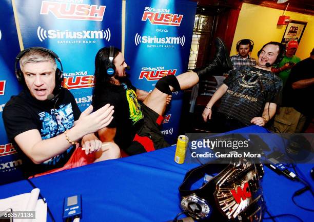 Wrestler Drew Galloway , Dave LaGreca and Doug Mortman speak during SiriusXM's Busted Open Live From WrestleMania 33on April 1, 2017 in Orlando City.