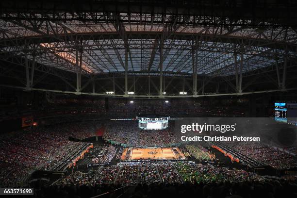 General view as the North Carolina Tar Heels take on the Oregon Ducks during the 2017 NCAA Men's Final Four Semifinal at University of Phoenix...