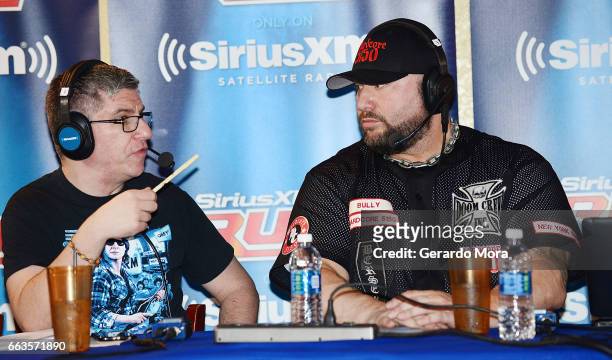 Dave LaGreca and Wrestler Bully Ray speak during SiriusXM's Busted Open Live From WrestleMania 33on April 1, 2017 in Orlando City.