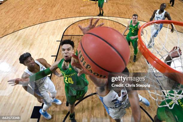 Kennedy Meeks of the North Carolina Tar Heels goes in for a layup during the 2017 NCAA Photos via Getty Images Men's Final Four Semifinal against the...