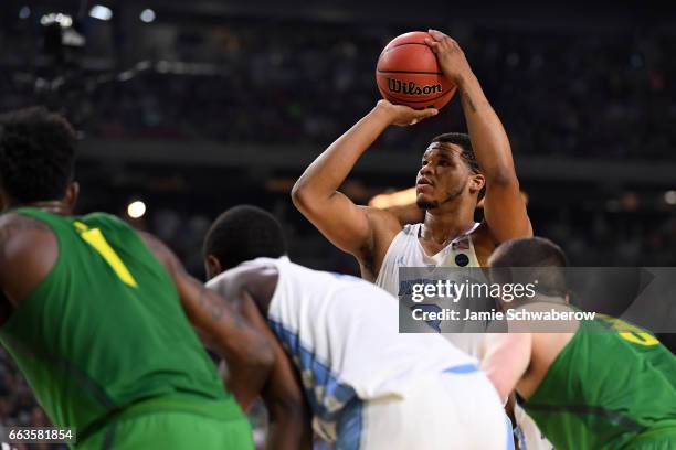 Kennedy Meeks of the North Carolina Tar Heels shoots a freethrow in the final seconds during the 2017 NCAA Photos via Getty Images Men's Final Four...