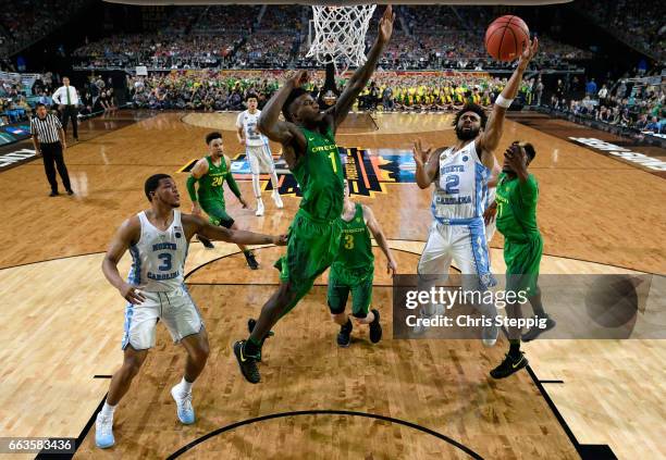Joel Berry II of the North Carolina Tar Heels goes in for a layup during the 2017 NCAA Photos via Getty Images Men's Final Four Semifinal against the...