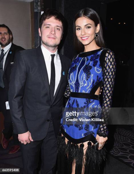 Actors Josh Hutcherson and Victoria Justice attend 28th Annual GLAAD Media Awards in LA at The Beverly Hilton Hotel on April 1, 2017 in Beverly...