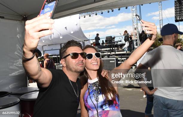Record prodcer DJ DU and singer Jessa at the ACM Party For A Cause: Tailgate Party on April 1, 2017 in Las Vegas, Nevada.