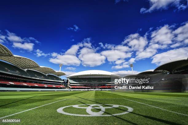 General view of Adelaide Oval prior to the round two AFL match between the Port Adelaide Power and the Fremantle Dockers at Adelaide Oval on April 2,...