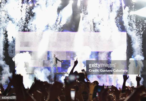 Lex Pall and Andrew Taggart of the band The Chainsmokers perform at Coca-Cola Music during the NCAA March Madness Music Festival 2017 on April 1,...