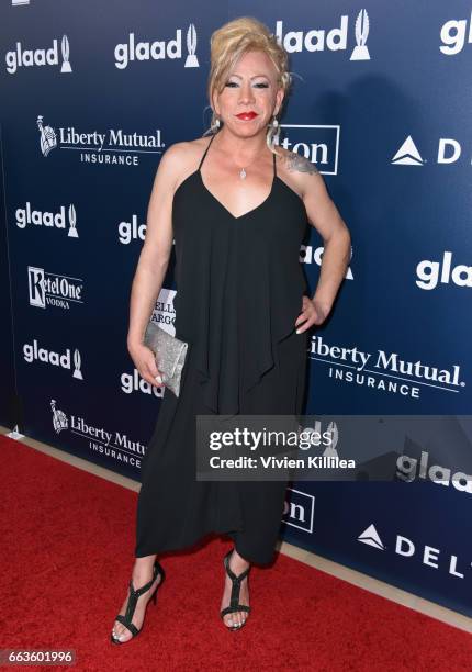 Bamby Salcedo attends the 28th Annual GLAAD Media Awards in LA at The Beverly Hilton Hotel on April 1, 2017 in Beverly Hills, California.