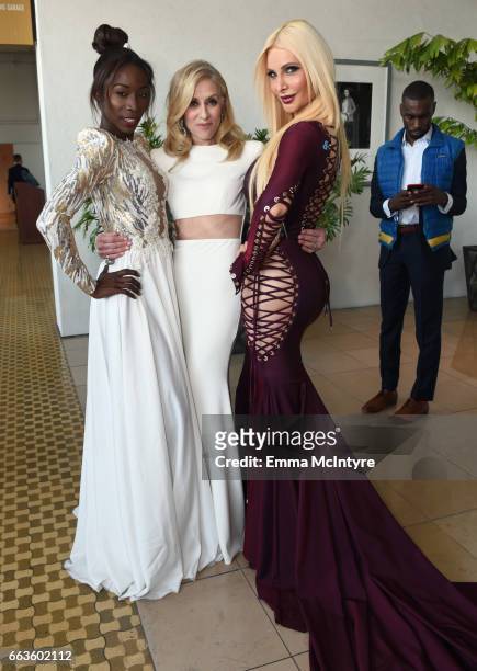 Actors Angelica Ross, Judith Light and Cassandra Cass attend the 28th Annual GLAAD Media Awards in LA at The Beverly Hilton Hotel on April 1, 2017 in...