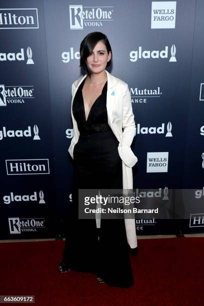 Actor Jacqueline Toboni celebrates achievements in the LGBTQ community at the 28th Annual GLAAD Media Awards, sponsored by LGBTQ ally, Ketel One...