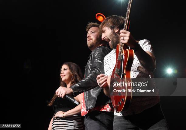 Recording artists Hillary Scott, Charles Kelley and Dave Haywood of Lady Antebellum perform onstage during the ACM Party For A Cause: The Joint at...