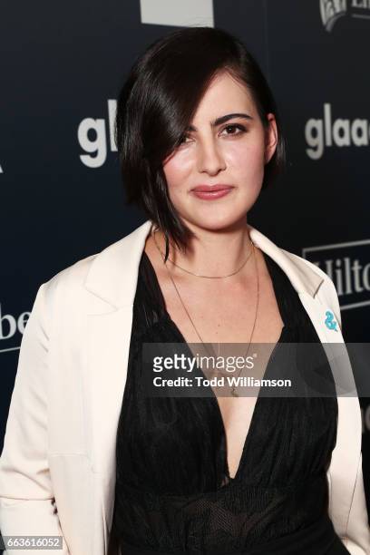 Actor Jacqueline Toboni attends the 28th Annual GLAAD Media Awards in LA at The Beverly Hilton Hotel on April 1, 2017 in Beverly Hills, California.