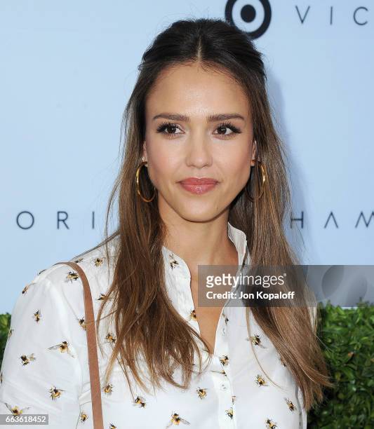 Actress Jessica Alba arrives at Victoria Beckham For Target Launch Event at Private Residence on April 1, 2017 in Los Angeles, California.
