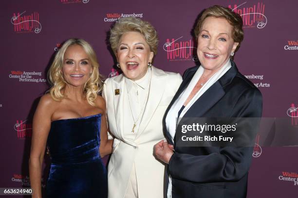 Actresses Kristin Chenoweth, Ginny Mancini and Julie Andrews arrive at Mancini Delivered - A Musical Tribute To Ginny And Henry Manciniat the Wallis...