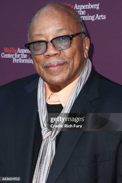 Record producer Quincy Jones arrives at Mancini Delivered - A Musical Tribute To Ginny And Henry Manciniat the Wallis Annenberg Center for the...