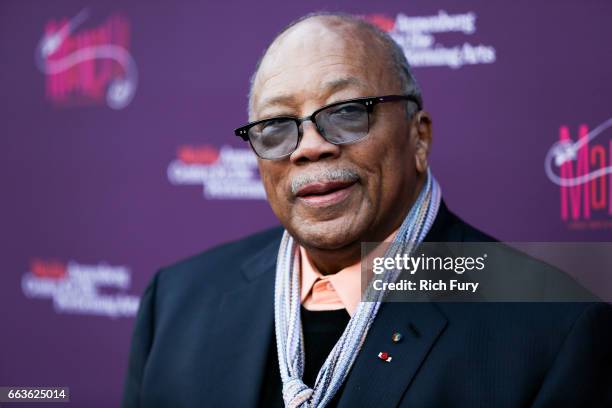 Record producer Quincy Jones arrives at Mancini Delivered - A Musical Tribute To Ginny And Henry Manciniat the Wallis Annenberg Center for the...