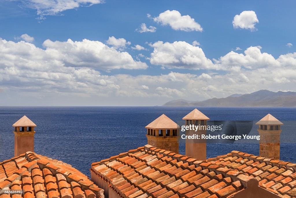 Close-up Terracotta Roofs & Chimneys Monemvasia