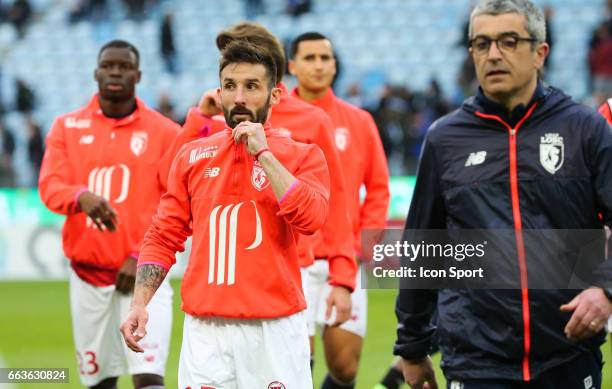 Julian Palmieri of Lille during the French Ligue 1 match between Bastia and Lille at Stade Armand Cesari on April 1, 2017 in Bastia, France.