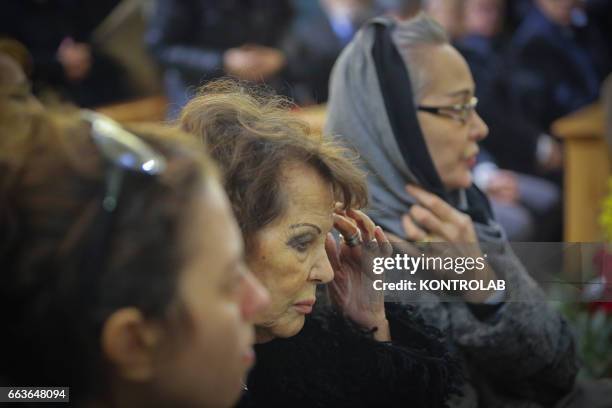 The actress Claudia Cardinale during a moment of the funeral director, screenwriter and political Pasquale Squitieri at the Church of the Virgin in...