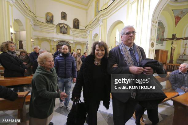 The actress Claudia Cardinale during a moment of the funeral director, screenwriter and political Pasquale Squitieri at the Church of the Virgin in...