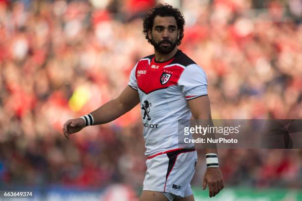 Yoann Huget of Toulouse photographed during the European Rugby Champions Cup Quarter-Final match between Munster Rugby and Toulouse at Thomond Park...