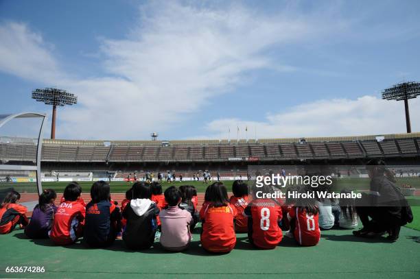 Generalview of atmosphere prior to the Nadeshiko League match between Urawa Red Diamonds Ladies and JEF United Chiba Ladies at Urawa Komaba Stadium...