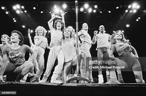 The Kids from 'Fame' performing one of three stage shows they gave at Wembley Arena, London, 8th-9th April 1983. The group features cast members from...