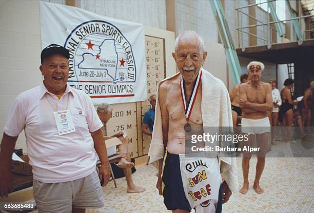 Year-old medalist at the National Senior Games, or Senior Olympics in Syracuse, New York, July 1991.