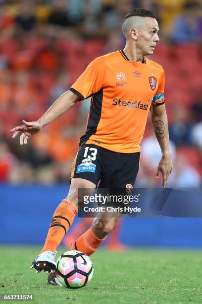 Jade North of the Roar during the round 25 A-League match between the Brisbane Roar and the Central Coast Mariners at Suncorp Stadium on April 2,...