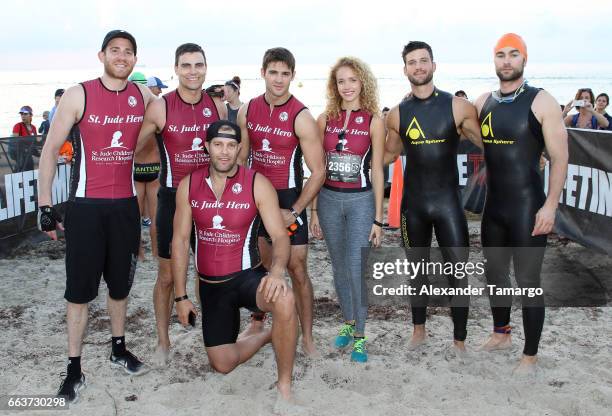 Bryan Greenberg, Colin Egglesfield, Geoff Stults, Steven McQueen, Allie Silva, Parker Young and Chace Crawford are seen at the Life Time Triathalon...