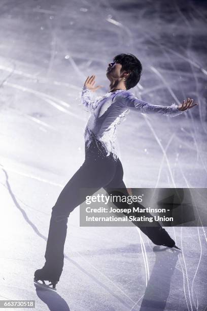 Yuzuru Hanyu of Japan performs in the gala exhibition during day five of the World Figure Skating Championships at Hartwall Arena on April 2, 2017 in...