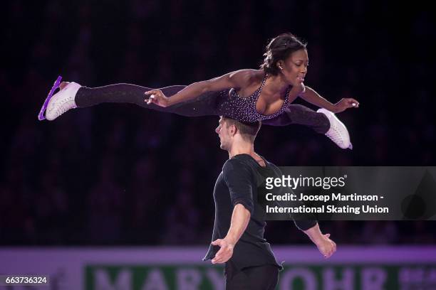 Vanessa James and Morgan Cipres of France perform in the gala exhibition during day five of the World Figure Skating Championships at Hartwall Arena...
