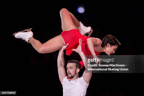 Ksenia Stolbova and Fedor Klimov of Russia perform in the gala exhibition during day five of the World Figure Skating Championships at Hartwall Arena...