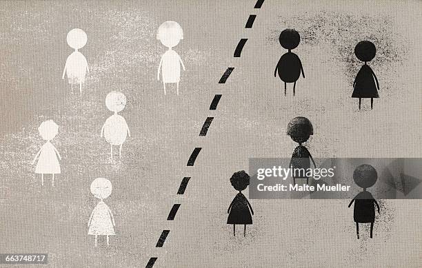 stockillustraties, clipart, cartoons en iconen met illustration of black and white people representing racism - rivaliteit