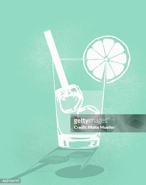 digital composite image of cold drink against green background - drinking straw stock illustrations stock illustrations
