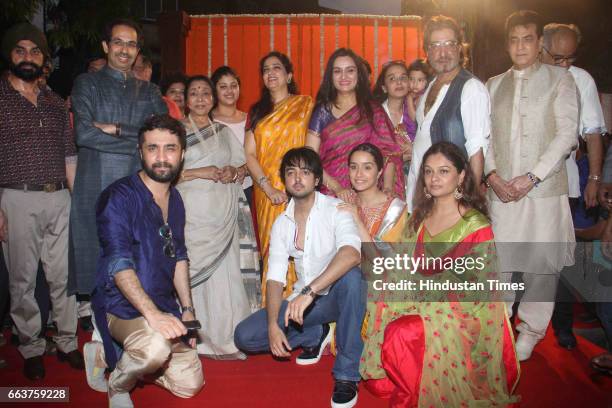 Shiv Sena Chief Uddhav Thackeray, singer Asha Bhosale, Rashmi Thackeray, actors Padmini Kolhapure, Shraddha Kapoor, Siddhanth Kapoor, Jeetendra and...