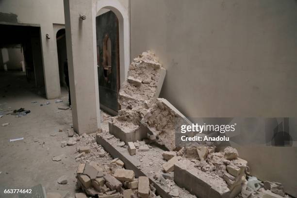 Mosul museum which was damaged bu Daesh terrorists is seen after Iraqi army recaptured it during the operation to retake the western part of the city...