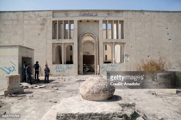 Mosul museum which was damaged bu Daesh terrorists is seen after Iraqi army recaptured it during the operation to retake the western part of the city...