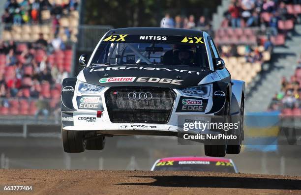 Reinis Nitiss during the 2017 FIA World Rallycross Championship in Barcelona, on 02 April 2017.