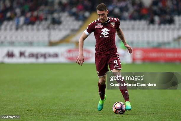 Andrea Belotti of Torino FC in action during the Serie A football match between Torino FC and Udinese . Final result is 2-2.