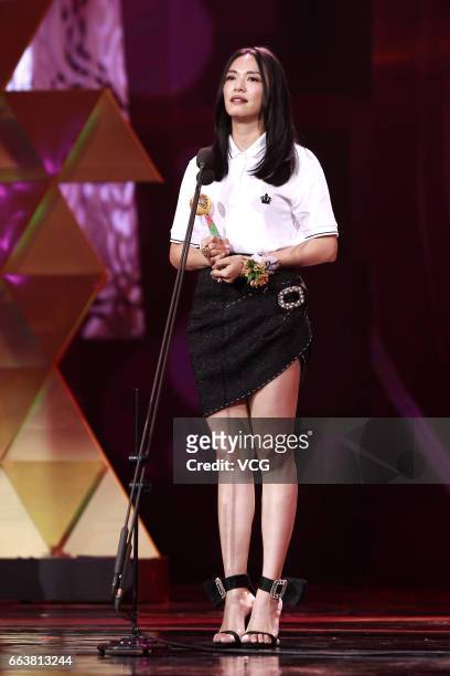 Actress Yao Chen attends 'You Bring Charm to the World' Award Ceremony 2016-2017 on March 31, 2017 in Beijing, China.