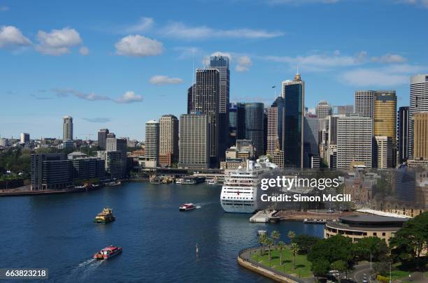view to circular quay and the sydney central business district, sydney, new south wales, australia - circular quay stock pictures, royalty-free photos & images