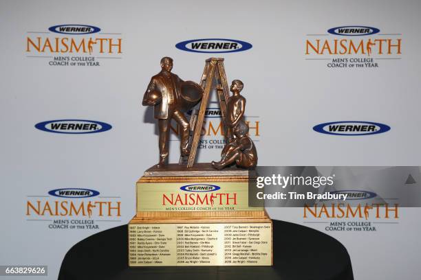 Detailed view of the Werner Ladder Naismith Men's College Coach of the Year Award during the 2017 Naismith Awards Brunch at the Grayhawk Golf Club on...