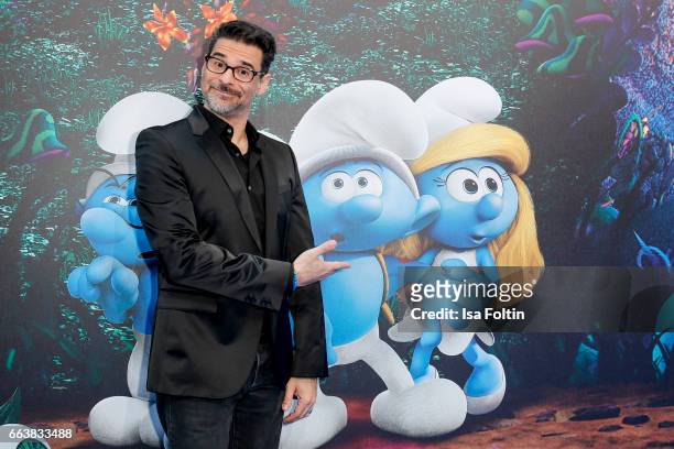 German actor and comedian Rick Kavanian during the 'Die Schluempfe - Das verlorene Dorf' premiere at Sony Centre on April 2, 2017 in Berlin, Germany.
