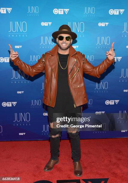 Karl Wolf arrives at the 2017 Juno Awards at Canadian Tire Centre on April 2, 2017 in Ottawa, Canada.