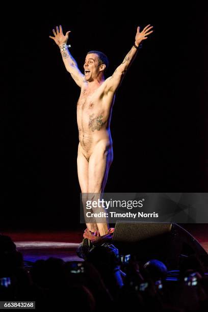 Steve-O performs during KROQ Presents Kevin & Bean's April Foolishness 2017 at The Shrine Auditorium on April 1, 2017 in Los Angeles, California.