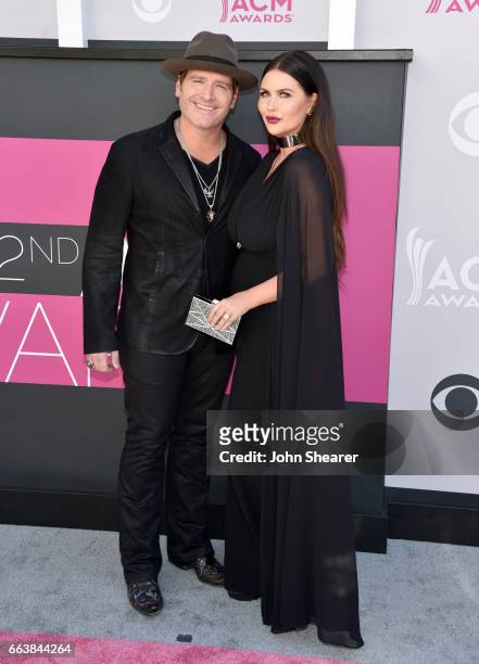 Recording artist Jerrod Niemann and Morgan Petek attend the 52nd Academy Of Country Music Awards at Toshiba Plaza on April 2, 2017 in Las Vegas,...